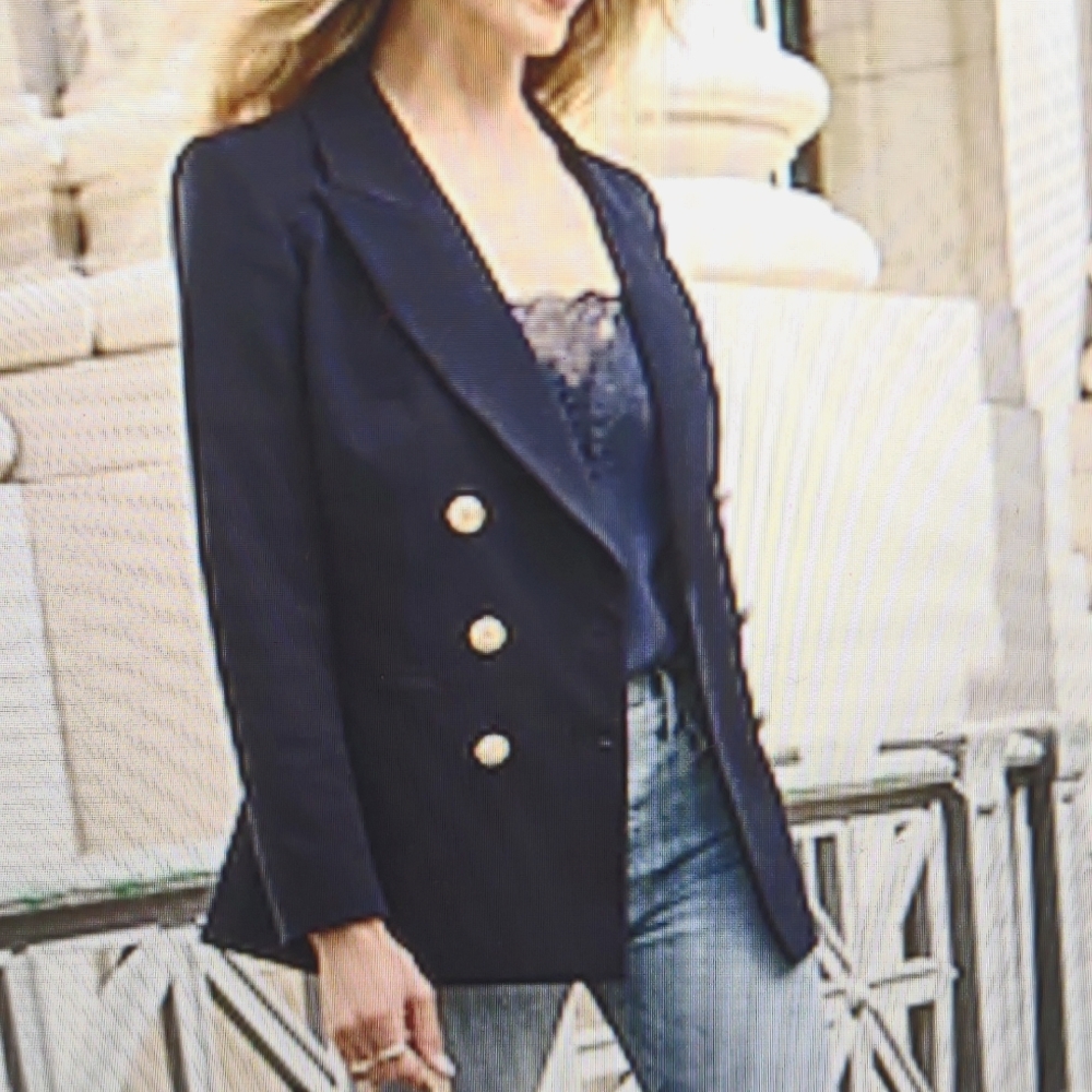 Express Peak Lapel Double Breasted Novelty Button Blazer XL
